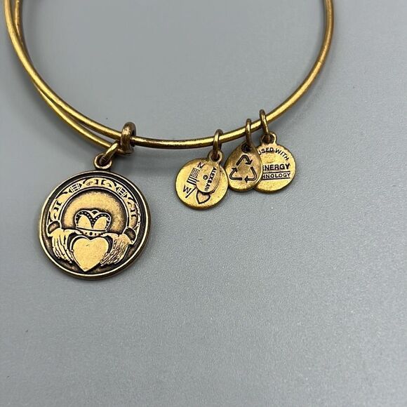 Alex and Ani Gold Claddagh Irish Charm Expandable Wire Bracelet - Picture 3 of 3